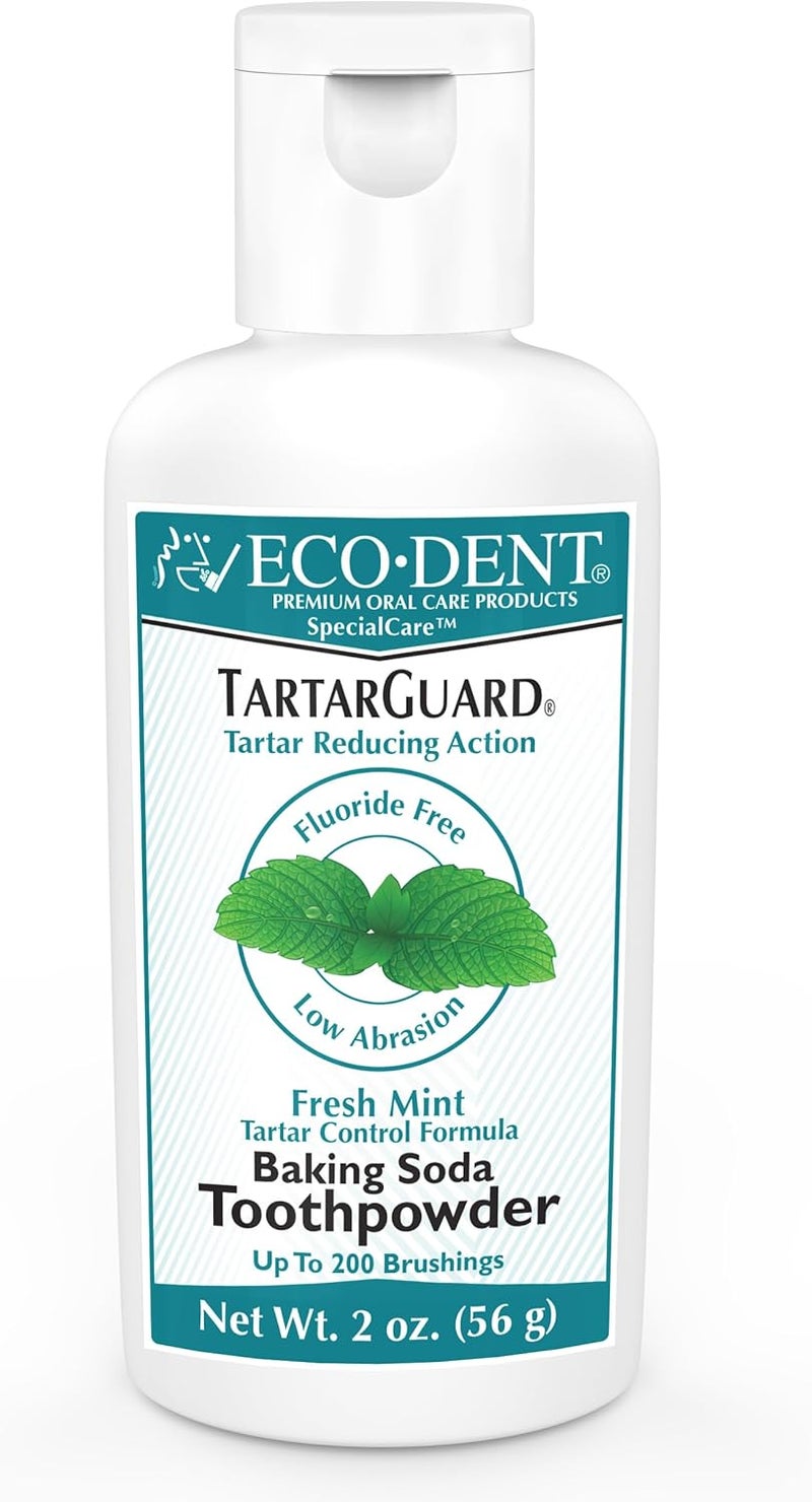 Eco-Dent Tartar Guard Baking Soda Toothpowder - Fresh Mint, Tartar Control Formula, 2 oz (56 g) - Image 1